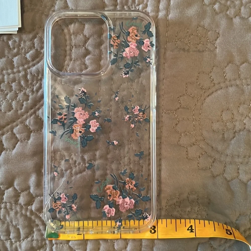 Coach Cell Phone Hardshell Case in Rose Bouquet / Clear, for iPhone 13 Pro